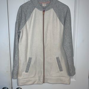 White & gray oversized zip up jacket